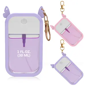 30ml Card-Style Travel Spray Bottle - Leakproof Refillable Perfume Atomizer for Toiletries, Portable Mini Sprayer Set with funnel, PP silicone case, Perfume dispenser
