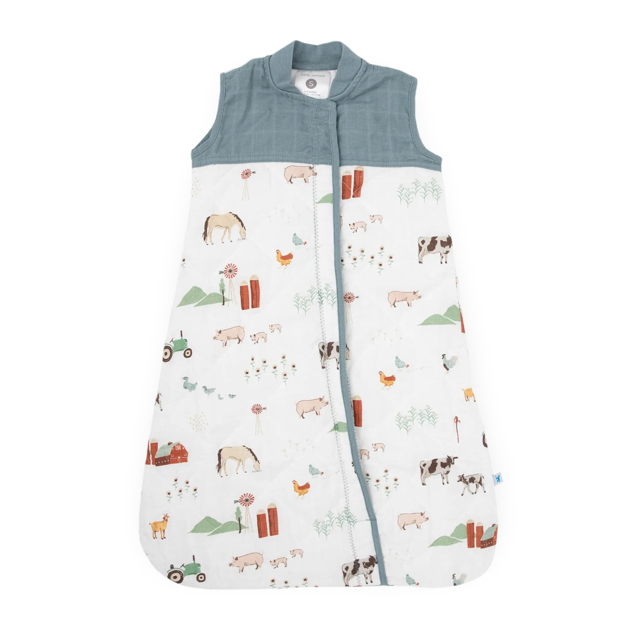Cotton Muslin Quilted Sleep Bag - Farmyard