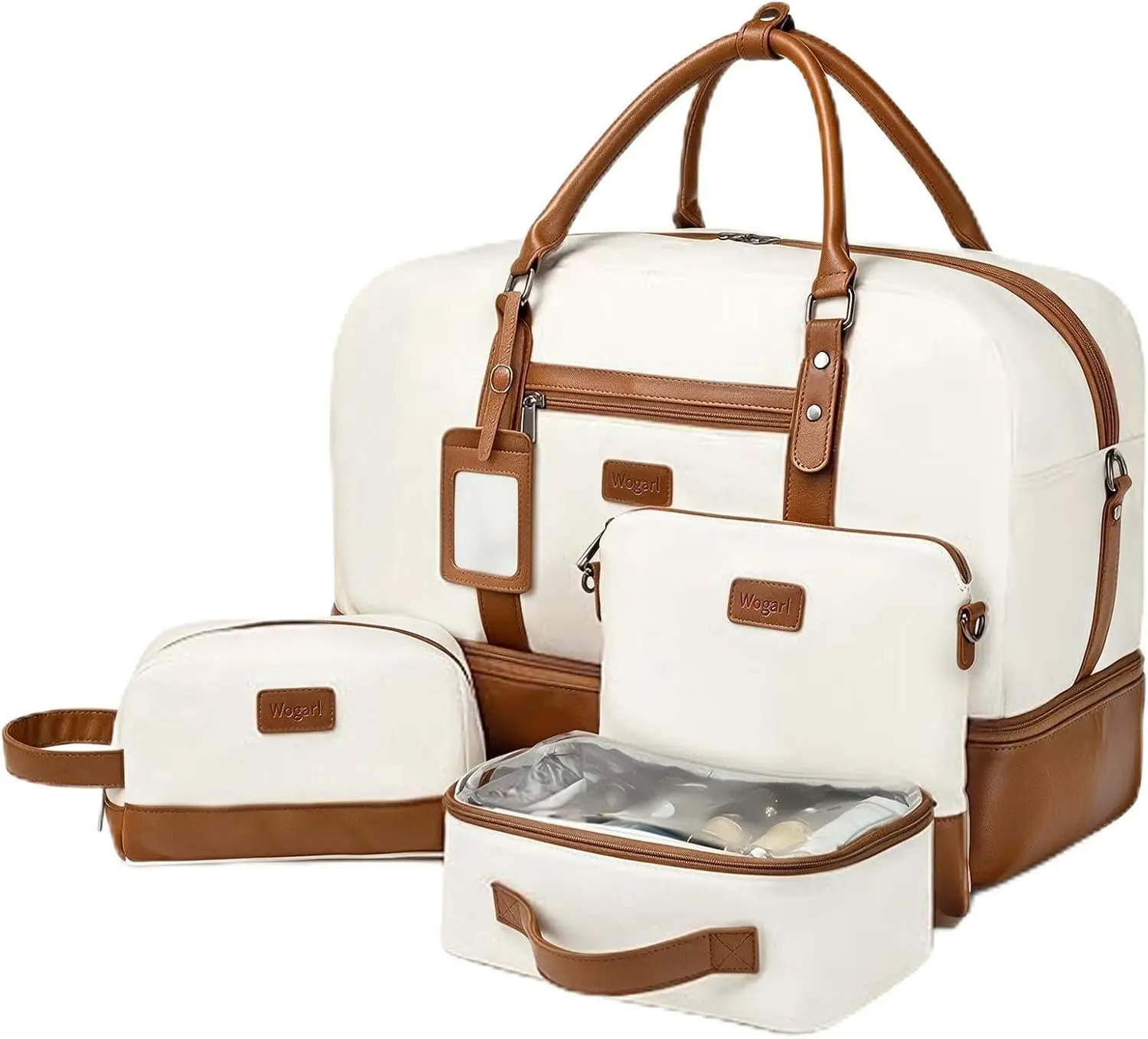 4PCS Travel Duffel Bag Set with Shoe Compartment & Toiletry Bag, Large Weekender Bag for Travel, Business, Gym & Overnight Trips