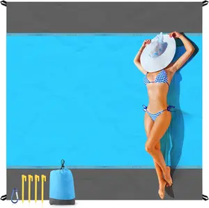 Extra Large Beach Blanket 79" x 83" Sandproof & Waterproof, Lightweight Foldable Picnic Mat, Portable Travel Camping Hiking Outdoor Beach Mat for Family