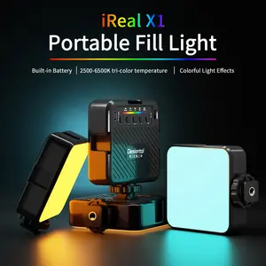 Desiontal X1 Photography Light for Indoor Low Light, Sunset Atmosphere RGB Light, Photographic Fill Light, Compatible with Dslr and Mirrorless Cameras