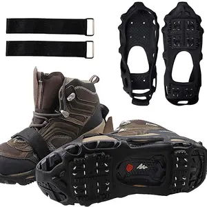 Unisex Anti-Slip Grip Sport Ice Cleats with Rubber Sole, for Winter Outdoor Walking and Hiking, Compatible with Snow Boots and Shoes