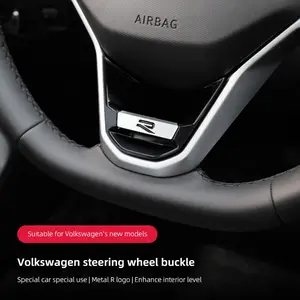 Car Logo Steering Wheel Trim Sports Emblem Decorative Interior Accessories For Volkswagen VW Atlas Jetta Touareg Variant Golf Polo GTI Taos Nivus Passat Tiguan Arteon Taigo Caddy Sharan Beetle CC Amarok Transporter Caravelle Crafter Touran Scirocco Virtus