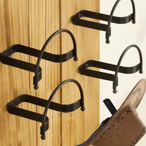 4 count Cowboy Hat Rack for Wall, Hat Holders for Storage and Display, Drilling Metal Cowboy Hat Hanger