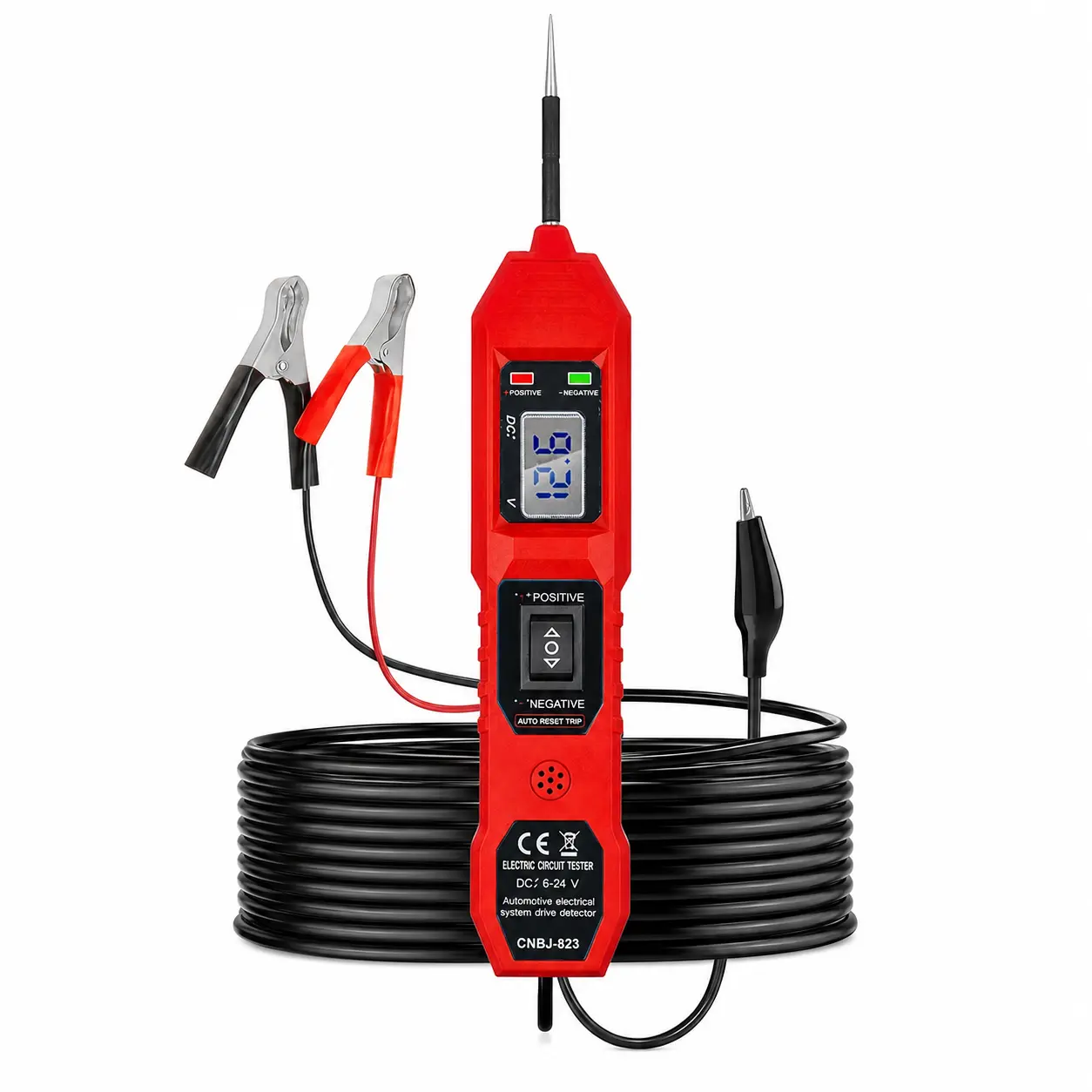 Automotive Circuit Tester 6V-24V DC Power Probe, Electrical System Diagnostic Tool with LCD Voltage Display, Polarity Test, Continuity Test, Built-in LED Light, Overload Protection for Cars, SUVs, Trucks, Motorcycles