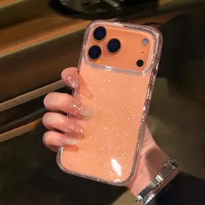 High-Value Transparent Glitter Phone Case, Fits iPhone 17/16/15/14/13/12/11 Pro Max, Military Grade Buffer, Soft Silicone Shell, 3D Key Design, Accessories