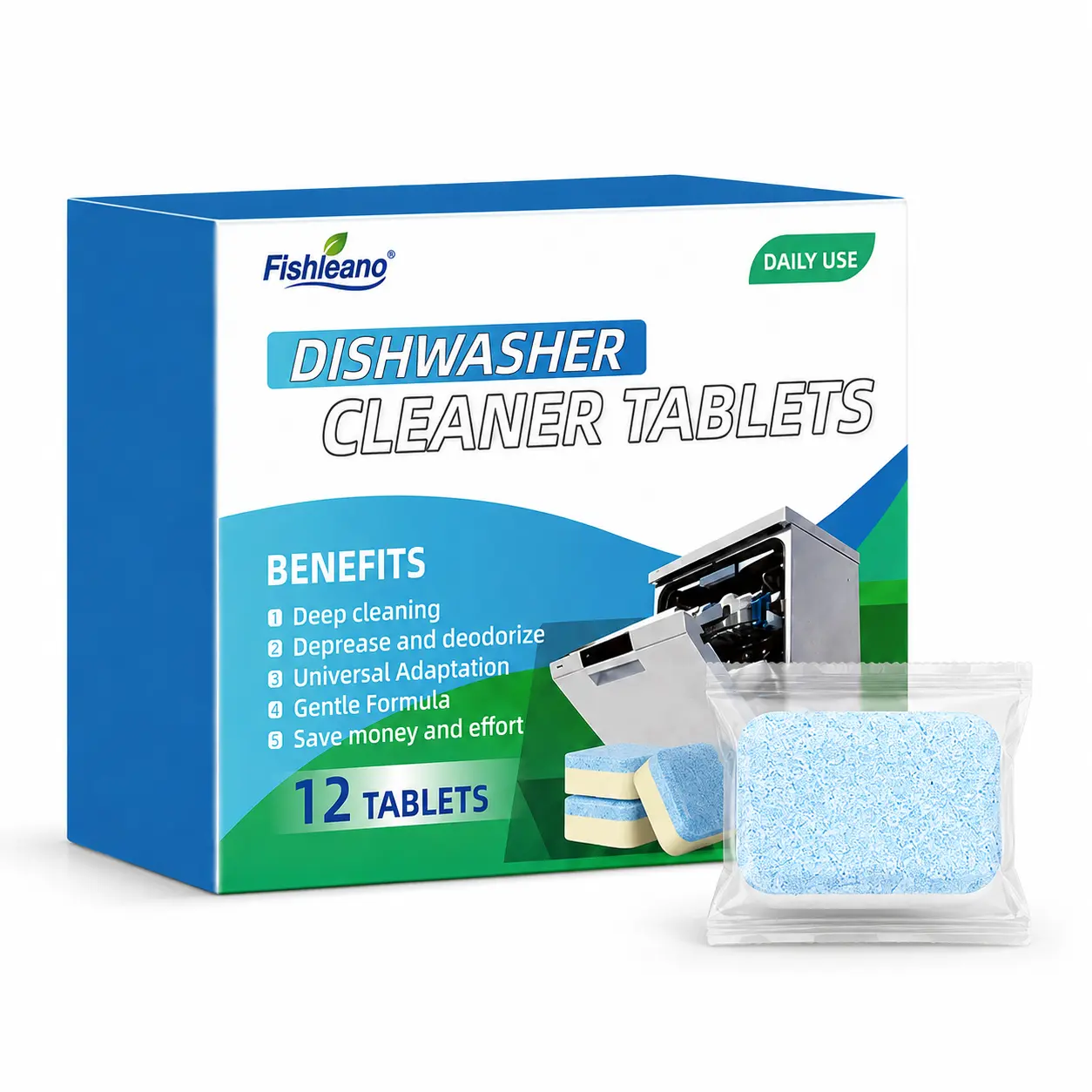 Dishwasher Cleaner Tablets | 12 Count (11g Each), Non-Toxic Nickel-Free & Earth-Friendly Formula, Cleans Internal Parts, Descales and Deodorizes, Easy to Use