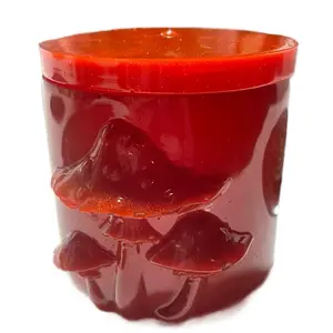 Mushroom Canister - Red Plastic Storage Container with 3D Mushroom Design for Kitchen Organization