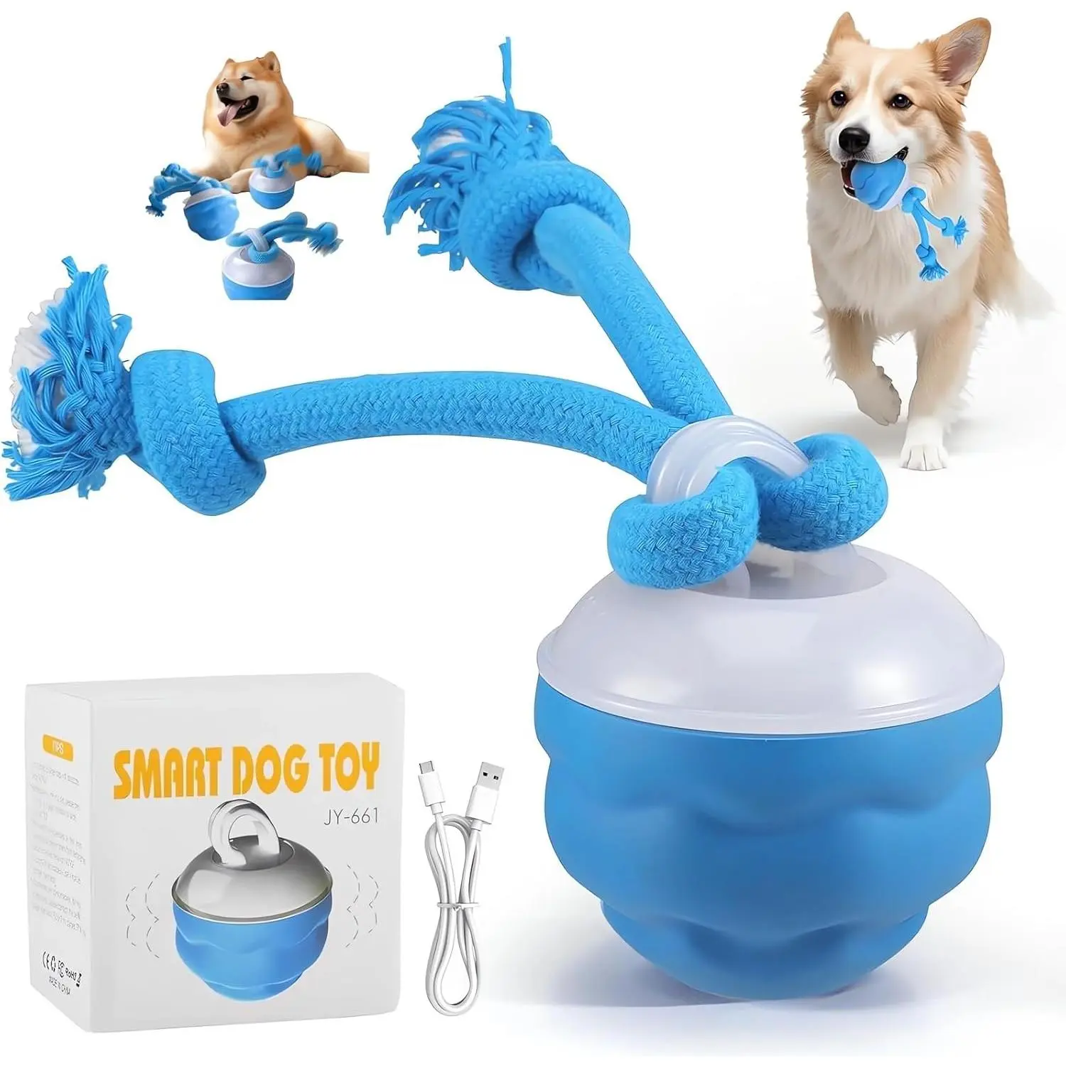 Smart Rolling Ball, Interactive Toy for Dogs To Chase and Relieve Boredom 2025 Smart Puppy Ball with Leash for Interactive Play Automatic Electric Active Rolling Ball Bouncing Dog Ball Gift