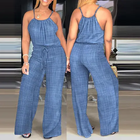 CHICME Women's Off-Shoulder Sleeveless Cut Strappy Overalls - Breezy Style 1-Piece Jumpsuit, Adjustable Decorative Tie, 100% Polyester Lightweight Breathable Fabric, Flattering Fit, Pocket, Effortless Chic 0-Fuss Everyday Casual Wear