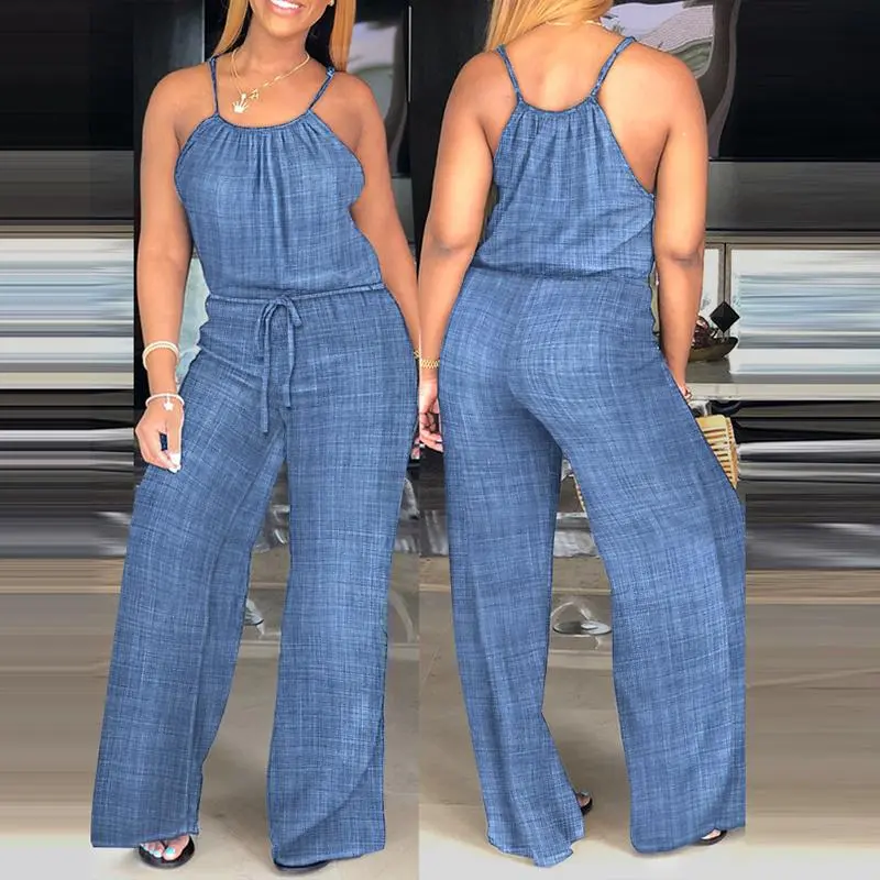 CHICME Women's Off-Shoulder Sleeveless Cut Strappy Overalls - Breezy Style 1-Piece Jumpsuit, Adjustable Decorative Tie, 100% Polyester Lightweight Breathable Fabric, Flattering Fit, Pocket, Effortless Chic 0-Fuss Everyday Casual Wear
