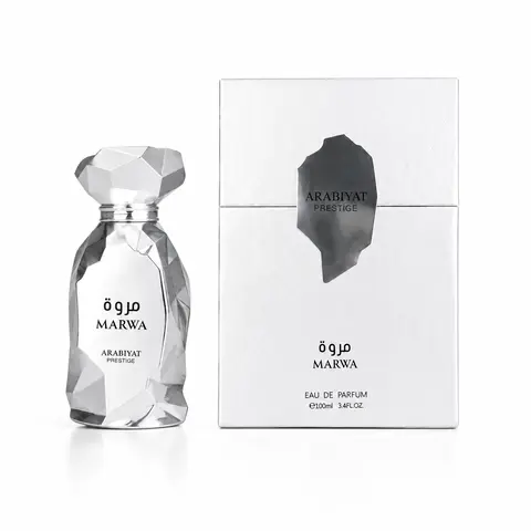 ARABIYAT PRESTIGE MARWA EDP Men's Masculine Fragrance Perfume Spray, 3.4fl.oz (3 to 3.9 fl oz) Alcohol-Based Bottle with Cedarwood, 100ml Adult Cologne