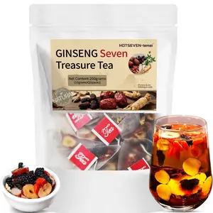 Kidney Tea Formula Ginseng Seven Treasures Tea, Chinese Kidney Tea for Men and Women, Herbal Health Beverage Healthy Red