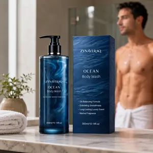 300ml Ocean Sea Salt Body Wash, Marine Scent Shower Gel with Pump Bottle - Oil Balancing Cleansing, Smooth Feel Daily Bath & Body Care for Women, Men