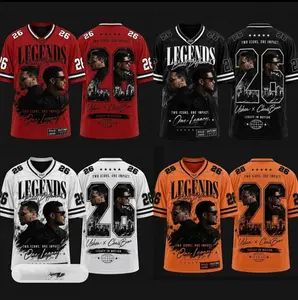 Legends 26 Graphic Football Jersey Shirt, Retro R&B Inspired Streetwear Tee, Vintage Music Fan Jersey, Oversized Hip Hop Style Shirt