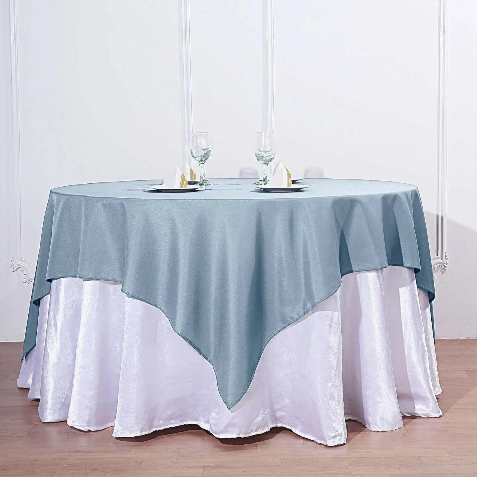 Polyester Square Table Overlay 70"x70" Dusty Blue - Wrinkle-Resistant Table Topper
