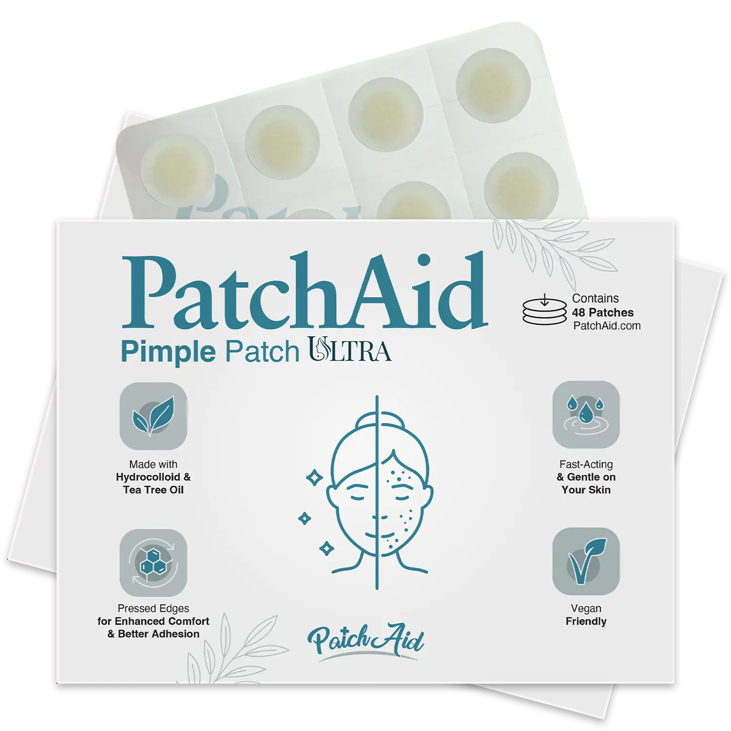 Pimple Patch Ultra – 48 Invisible Hydrocolloid Patches with Tapered Edges