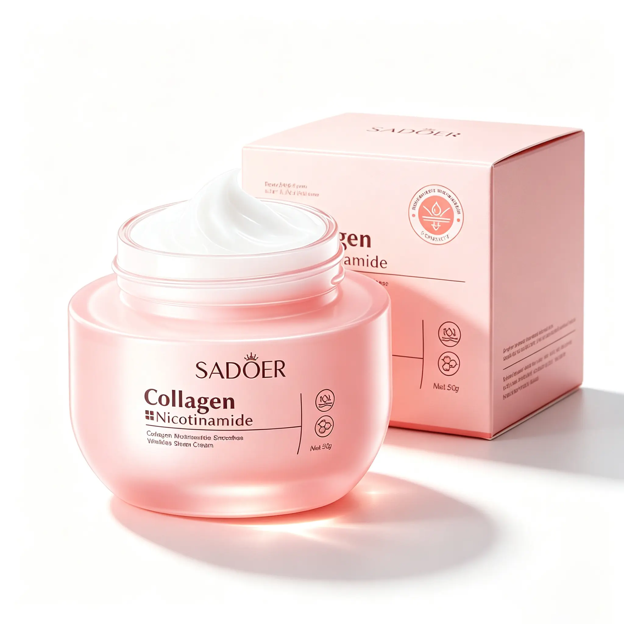 Collagen Nicotinamide Smoothing Wrinkles Sheen Cream 50g Hydrating Moisturizing Face Lotion Fades Dry Fine Lines Improves Skin Dullness Brightens Tightens Skin