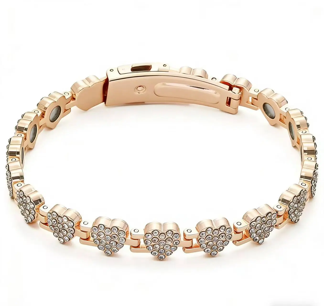 Ladies' copper bracelet pure copper magnetic bracelet 3800 gauss powerful magnet heart-shaped pendant adjustable trendy stacking bracelet modern fashion accessory jewelry's Day gift year-round wear
