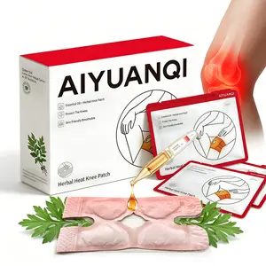 AIYUANQI Natural Soothing Herbal Pain Patches - Ginger Mugwort Hot Compress, Deep-Penetrating Oil, Instant Heat, Organic Cotton, 4-Patch Pack, Ergonomic Targeted Fit for Knee Relief, Aromatherapy-Heat Therapy Fusion