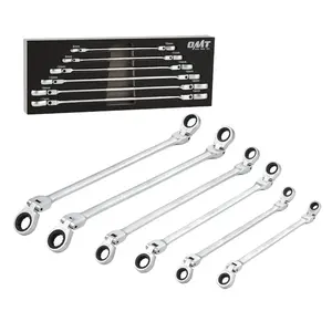 Orion Motor Tech 6-Piece Ratcheting Wrench Set, Metric 8mm - 19mm Extra Long Gear Multi-Purpose Ratchet Wrench Extra Long Ratchet Wrench Set with 72 Tooth Gear & Double Box End, 8mm 9mm 10mm 11mm 12mm 13mm 14mm 15mm 16mm 17mm 18mm 19mm, fathersdaygift