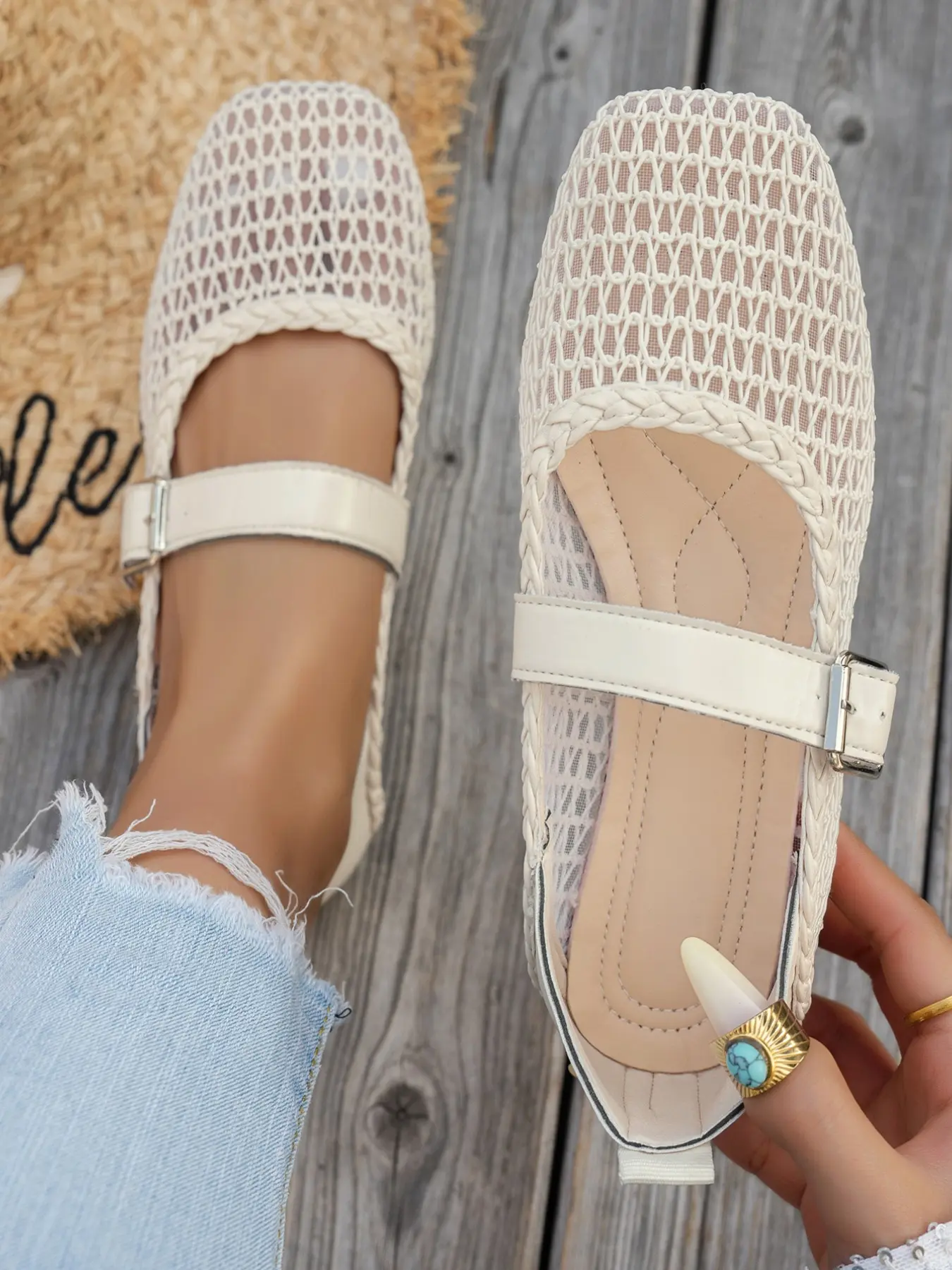 New Women's Fashion Summer Lightweight Flat Shoes, Breathable Mesh Upper, Square Toe, Soft Sole, Comfortable Walking, Non-Slip, All-Season Footwear, Breathable Casual Shoes