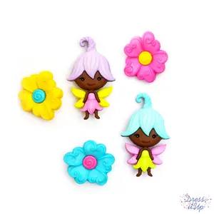 Pixies and Posies Fantasy Flower Themed Buttons