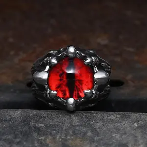 GTHIC Eye Of Sauron Stone Ring for Men Women Stainless Steel Statement Jewelry Daily Wear