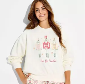Target Women's Viral Nutcracker Christmas Fleece Sweatshirt - Off White NWT Medium Long Sleeve Relaxed Fit Cozy Holiday Charm