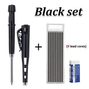 4 pieces/set of professional woodworking marker pens 2.8mm long 55mm deep hole marker pens, equipped with protective covers, suitable for architects as marking tools