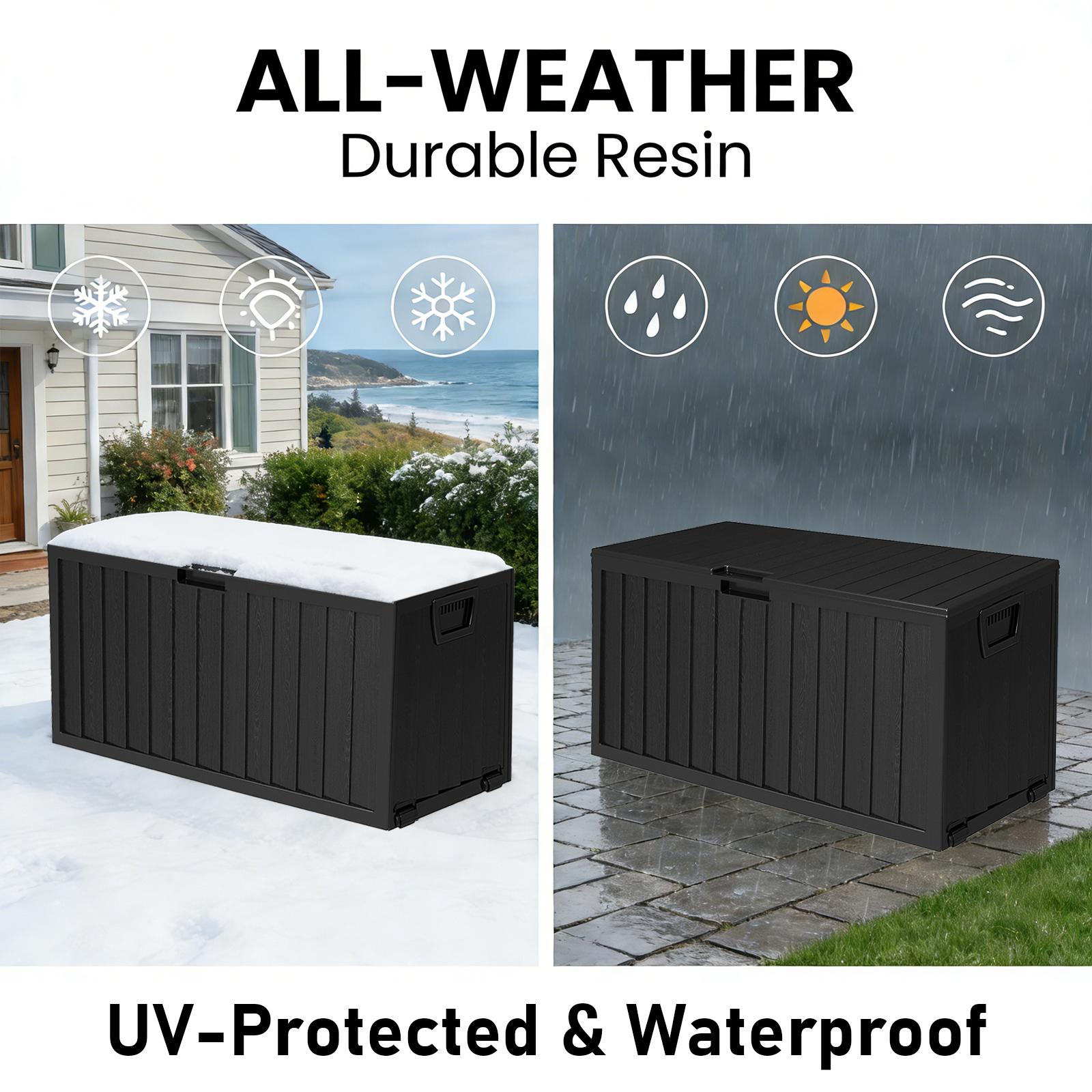 75 Gallon Heavy-Duty Waterproof Outdoor Storage Box with Flip-Top Lid & Large Deck Box Suitable for Pool Accessories, Tool Chest