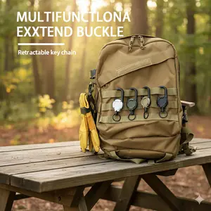 4-Piece Heavy Duty Retractable Keychain Set with Carabiner Badge Reel, ID Badge Holder Retractable Key Ring with 24 Inch Steel Wire Cord and 8oz ABS Shell for Work Outdoor Daily Use