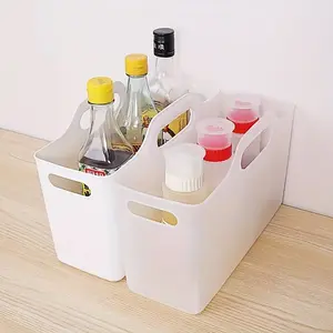 3pcs Soft Flexible PP Plastic Storage Baskets with Handles - Stackable Multi-Purpose Organizer for Home, Kitchen, Bathroom, & Office - Durable Portable Under-Sink Storage Containers, Storage Baskets for Organizing, Shelf Baskets