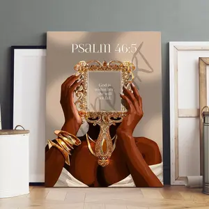 1-count wooden frame canvas, Bible Psalm 46:5 faith-themed, Artistic posters, Artwork, warm and healing religious decorations, home art wall decorations, modern style posters with high-definition printed patterns, Hanging Wall Art, exquisite gifts
