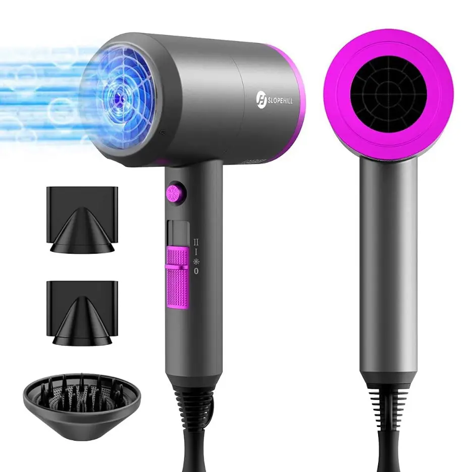 Slopehill Professional lonic Blow Dryer - 1800W High-PowerCorded 2-Speed Drying Hair Dryer with ConstantTemperature, Low Noise, 2 Concentrator Nozzles, 1 Diffuser,Safety Plug (Christmas Gift), 2-Speed Hair, SummerWins, DealsForYouDays,father'sdaygifts,sum