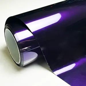 Premium PET High Glossy Midnight Purple Vinyl Wrap Film Car Wrapping Motorcycle DIY Sticker Decal Air Release Self Adhesive Sticker For Cars Truck Car Decal