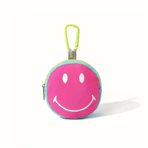 Mini Portable Travel Bag, 1 Count Cute Face Design Storage Bag, Lightweight Storage Bag for Cable, Lipstick, Coin, Earphone, USB Drive & Charging Cable, Audio, Headphone Bag, Travel Organizer