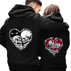 Skull Lover Couple Hoodie,Fitted Cut, Medium-Thick Fabric, Perfect for Valentine's Day, Men & Women, Casual Matching Outfits