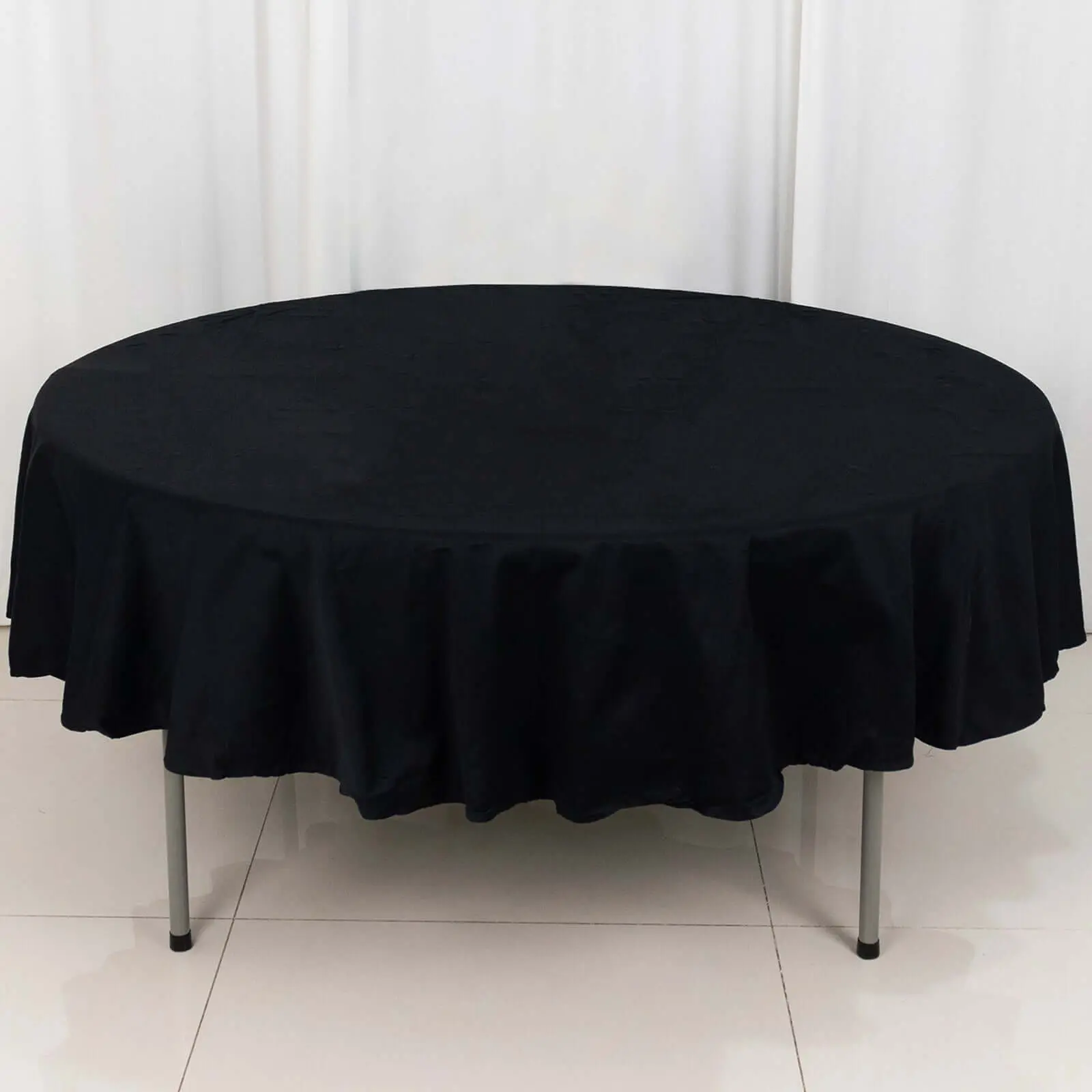 90in 100% Cotton Round Tablecloth - Black Washable Linen-Style Cloth, Soft Breathable Cover for Wedding, Birthday Outdoor Table Tablescapes