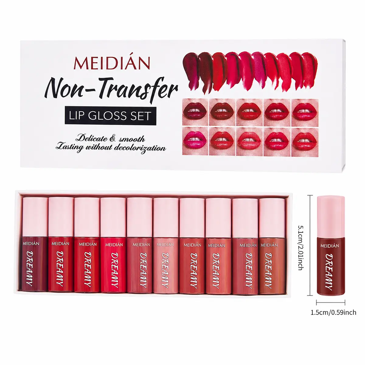 10 Mini Portable On-the-Go Lip Stain Set, 7 Unique Daily Shades for All Weekly Makeup Looks, Non-Sticky Matte Velvet Lip Oil & Lip Glaze, Travel Friendly Cute Lip Tint Makeup Kit