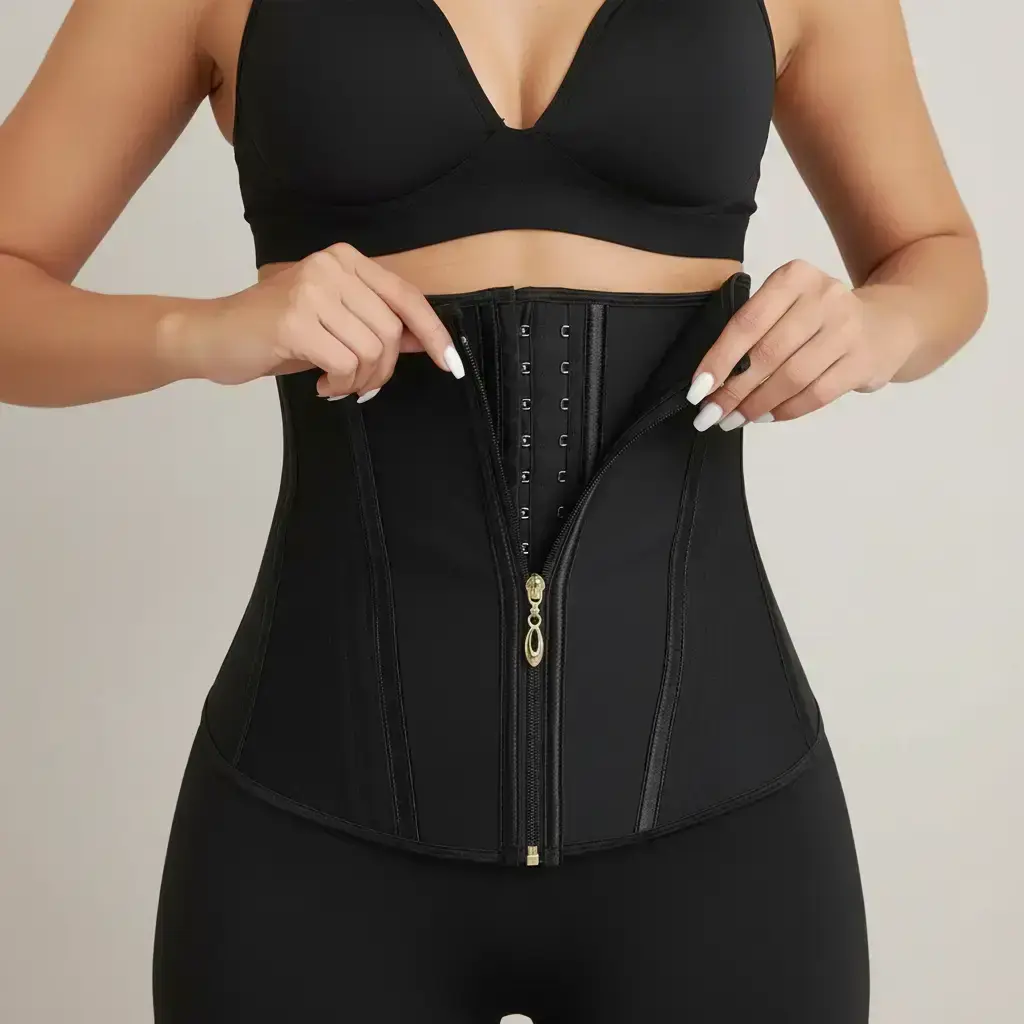 Women's Plain Zipper Adjustable Hook & Eye Closure Waist Trainer, Sporty Tummy Control Waist Cincher for Yoga Workout, Sports Protective Accessories, Corset Waist Shaping, Body Shaper Girdles, Compression Waist Shaper