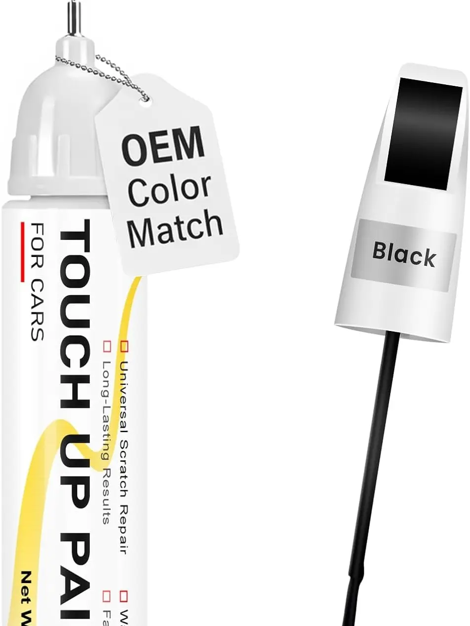 Gloss Black Car Touch Up Paint Pen, 2-in-1 Brush & Tip, 0.4 fl oz - Universal OEM Color Match, Quick-Dry, Long-Lasting Car Scratch & Scuff Repair Tool