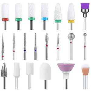 MelodySusie 21pcs Nail Drill Bit Set, Professional 3/32'' Ceramic Diamond Carbide Acrylic Gel Nail Art Tool Kit, Cuticle Remover Bit for Acrylic Gel Dip Powder, Nail Manicure Pedicure, Salon Home