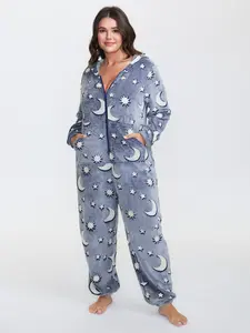 【Summer Turn-Up】BlOOMCHIC Plus Size Easy Peezy Fluffy Star Moon Jumpsuit [M-6X] 2026 Summer Pick for Mother's Day