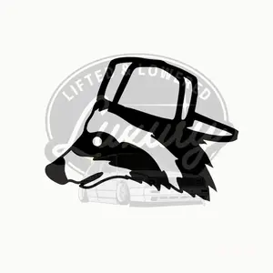 Raccoon with backwards hat permanent vinyl for truck or car