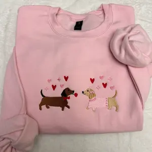 Dachshund Valentine’s Day sweatshirt embroidered sweatshirt valentines doggie cute hearts dog embroidered sweatshirt