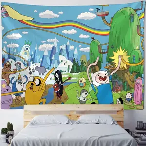 Anime-Time Cartoon A-Adven-ture Tapestry Decoration Bedroom Dormitory Background Cloth Holiday Home Party Living Room Club Cloth