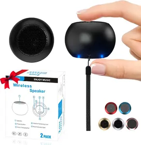 2Pack Portable Mini Speakers,   Speakers,  Speaker for Phone/PC/Tablet, Rechargeable , Built-in Microphone, Cute Mini Speaker with Strap to Carry, Black