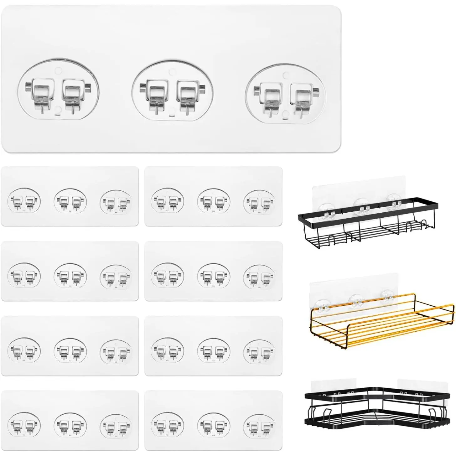 8 Pack Shower  Adhesive Replacement,  Shower Shelf Adhesive Hooks for Corner Shelf Basket, Bathroom Rack, Kitchen Rack and Soap Holder