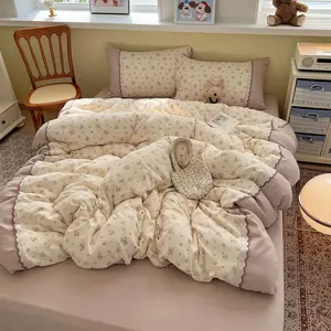 3pcs Soft Breathable Floral Decorative Bedding Set, Includes Duvet Cover & 2 Pillowcases, Single Double Queen Size, All Seasons Use